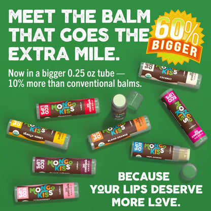 Eco Lips Mongo Kiss Organic Lip Balm 4 Pack – Blood Orange, Yumberry, Strawberry Lavender, Black Cherry | 100% USDA Organic