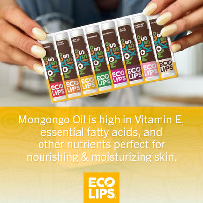 Eco Lips Mongo Kiss USDA Organic Lip Balm Set — 8-Pack, Honey Vanilla, 0.15 oz Each, Made in USA