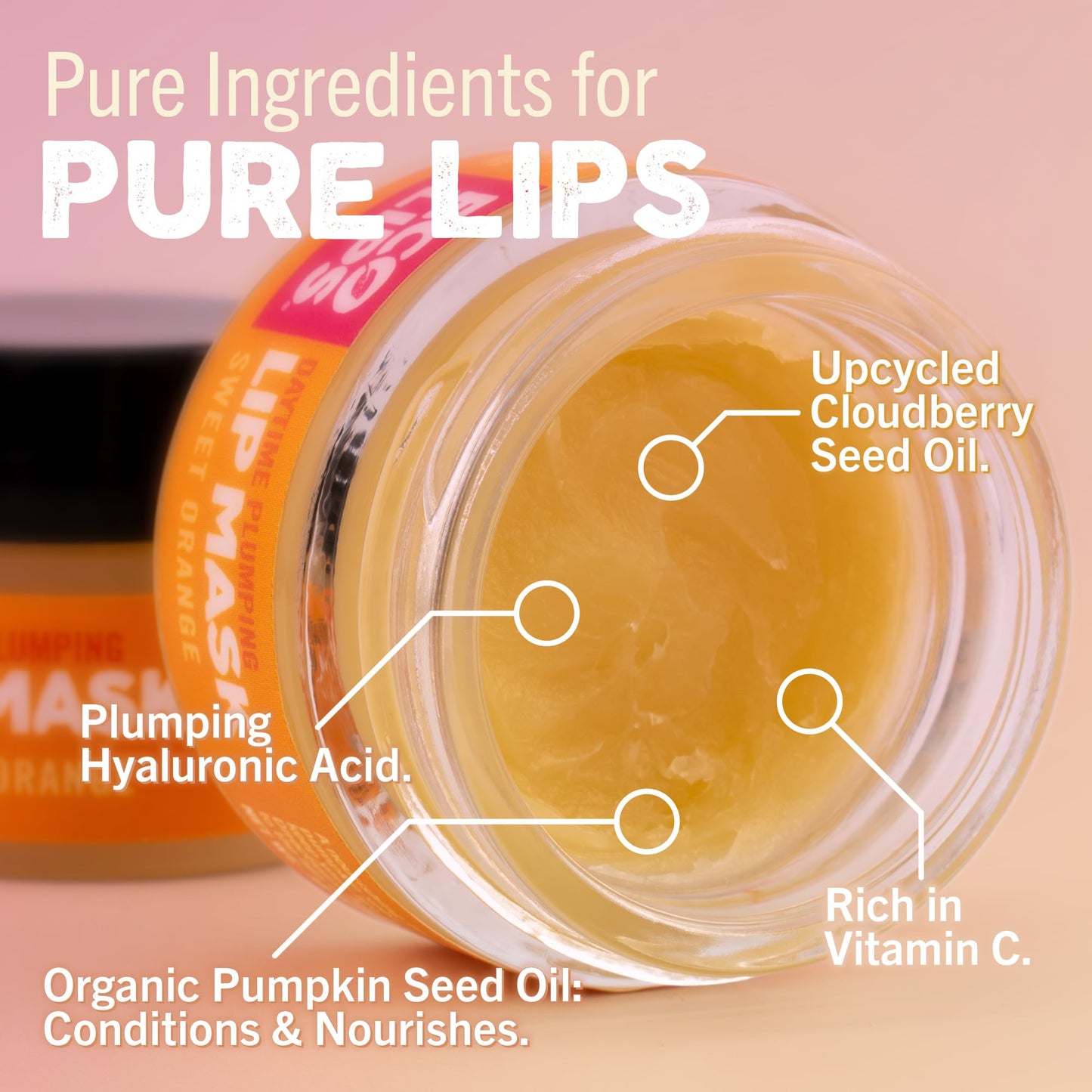 Eco Lips Daily Plumping Lip Mask w Hyaluronic Acid + Overnight Gotu Kola Mask – 2-Pack, 100% Natural, Made in USA