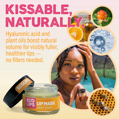 Eco Lips Plumping Daytime Lip Mask with Hyaluronic Acid & Upcycled Cloudberry Oil – 2-Pack | 100% Natural, Made in USA