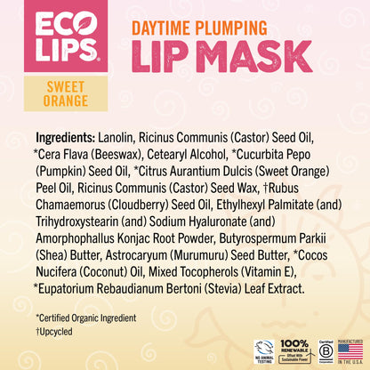Eco Lips Plumping Daytime Lip Mask with Hyaluronic Acid & Upcycled Cloudberry Oil – 2-Pack | 100% Natural, Made in USA