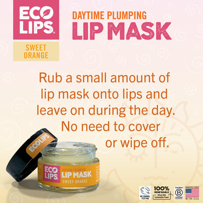 Eco Lips Plumping Daytime Lip Mask with Hyaluronic Acid & Upcycled Cloudberry Oil – 2-Pack | 100% Natural, Made in USA