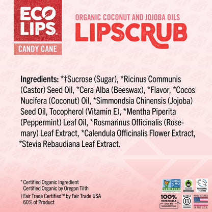 Eco Lips Vanilla Mint Candy Cane Lip Scrub & Lip Mask Duo – Natural Exfoliating Lip Care Set (2 x 0.25 oz)