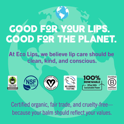 Eco Lips Vegan Lip Balm Sweet Mint – 3 Pack | Plastic-Free Plant Pod, Made in USA