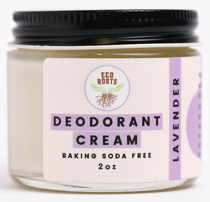 ECO ROOTS Organic Deodorant Cream – Lavender Scent, Baking Soda Free, Aluminum Free, Vegan