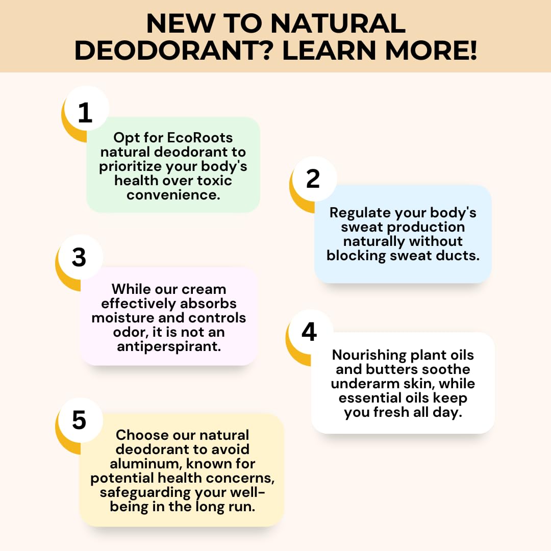 ECO ROOTS Organic Deodorant Cream – Lavender Scent, Baking Soda Free, Aluminum Free, Vegan
