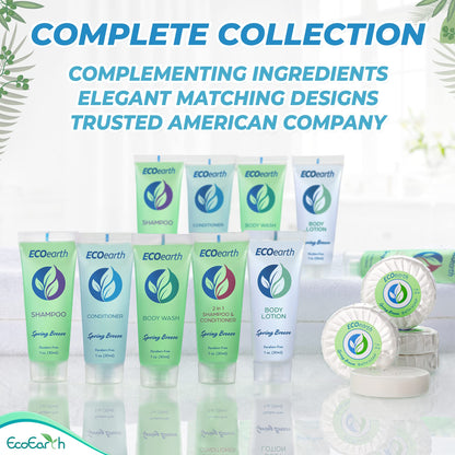 EcoEarth Travel Size 2-in-1 Shampoo & Conditioner – Spring Breeze, 1 oz, 200 Pack