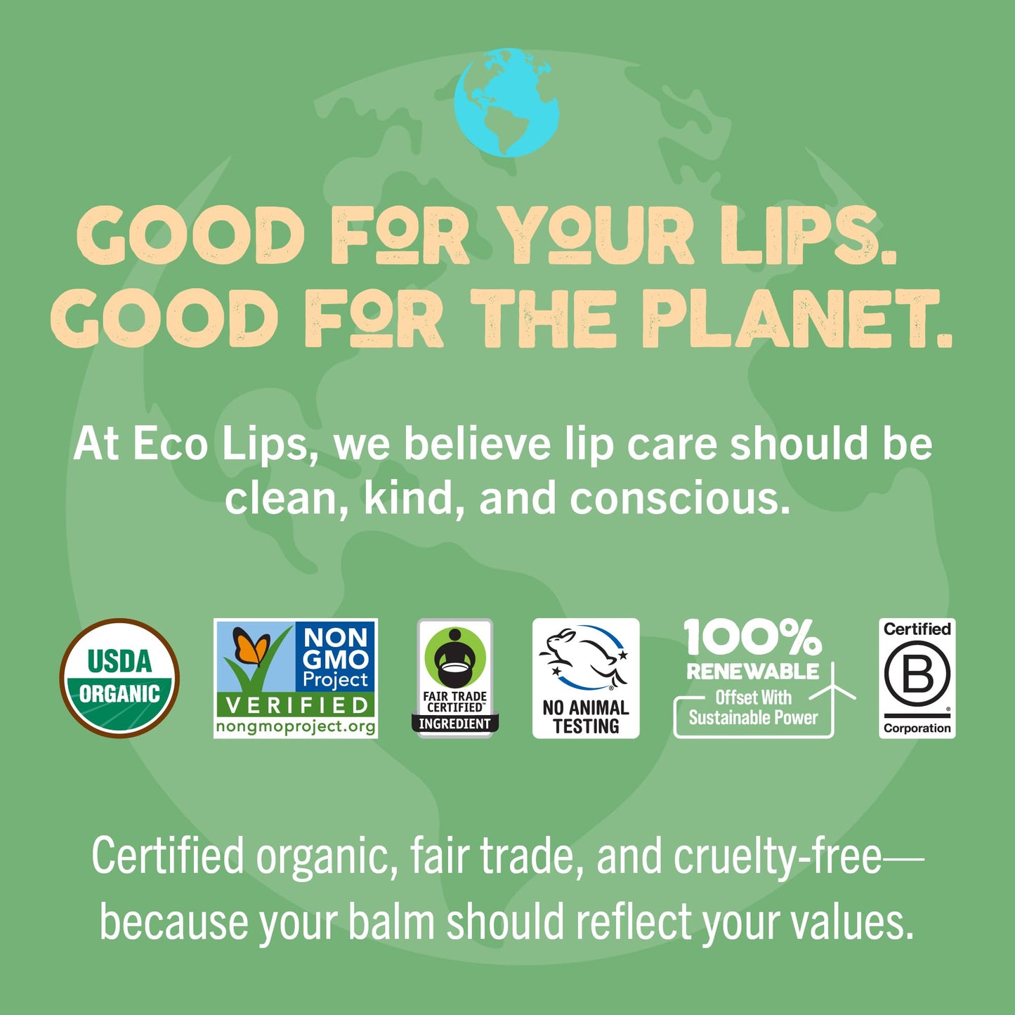 Eco Lips Mongo Kiss 6-Pack Lip Balm – Organic Mongongo Oil & Cocoa Butter