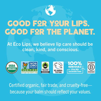 Eco Lips Mongo Kiss USDA Organic Lip Balm Set 8-Pack with Mongongo Oil & Cocoa Butter - USA Made