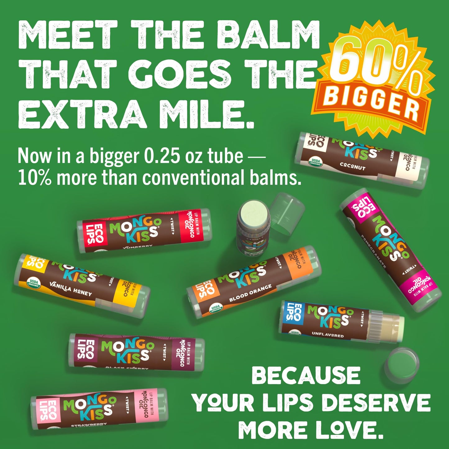 Eco Lips Mongo Kiss 6-Pack Lip Balm – Organic Mongongo Oil & Cocoa Butter
