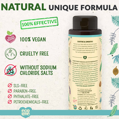 ecoLove Deep Conditioning for Straightened & Dry Hair – SLS-Free, Paraben-Free, Moroccan Oil, 17.6 oz | Vegan & Cruelty-Free