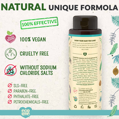 ecoLove - Natural Shampoo for All Hair Types | SLS-Free, Vegan & Cruelty-Free | Moroccan Oil Extract | 17.6 oz
