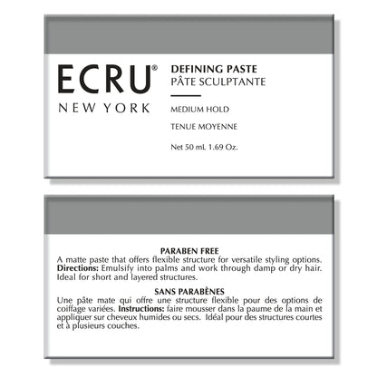 ECRU New York Defining Paste: Medium Hold Texturizing Hair Wax (Travel Size 1.69oz)