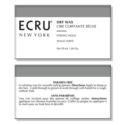 ECRU New York Dry Wax – Strong Hold Hair Wax & Styling Cream, Texturizing Pomade, Travel Size 1.69oz