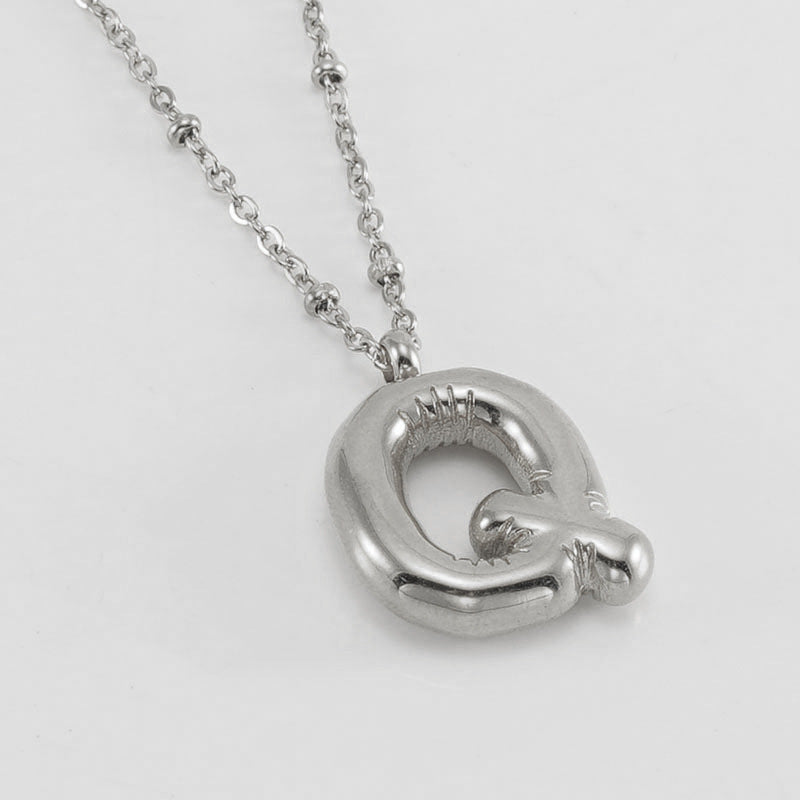 Bubble Letter Pendant Necklace A-Z