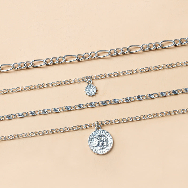Multi-Layered Coin Chunky Gold Necklace