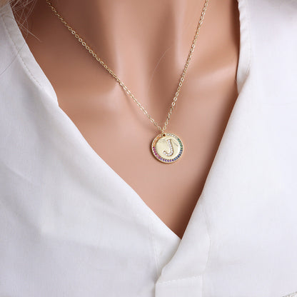A-Z Round Necklace with Colourful Crystals