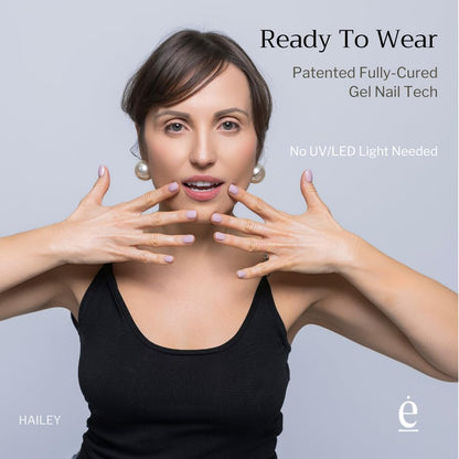 edamani 34-Piece Fully Cured Gel Nail Strips — No UV Light Needed, 14+ Days Shine (Hailey)