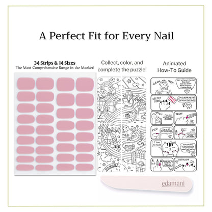 edamani 34-Piece Fully Cured Gel Nail Strips — No UV Light Needed, 14+ Days Shine (Hailey)