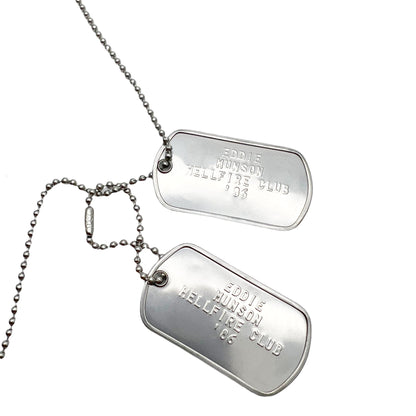 'EDDIE MUNSON' Dog Tags - Costume Cosplay Prop Replica Military - Stainless Steel Chains Included