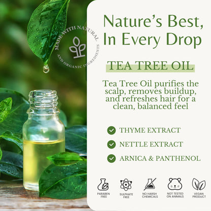 EDENIKA BOTANICALS Tea Tree Oil Shampoo – Soothes Itchy Scalp, Deep Cleansing, Sulfate-Free
