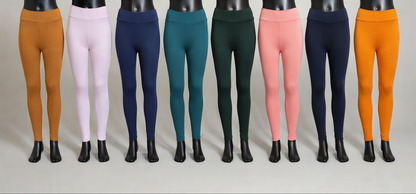Solid colour, soft, stretch leggings in black, green, navy, grey, orange, pink, fuchsia, purple and more!
