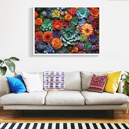 Edsjegn 1000 Piece Puzzle for Adults – Colorful Flowers & Succulents (70x50 cm / 28x20 in)