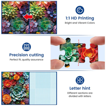 Edsjegn 1000 Piece Puzzle for Adults – Colorful Flowers & Succulents (70x50 cm / 28x20 in)