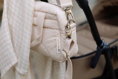 Ralphie Bear Quilted Changing Stroller Bag - Beige/Scallop