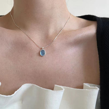 Oval Water Drop Pendant Necklace