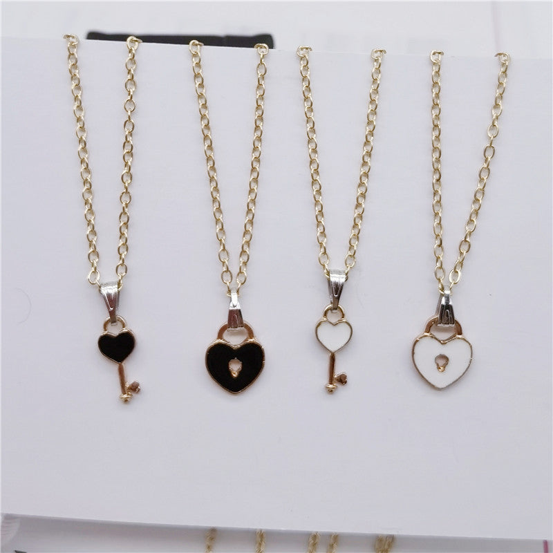 Couple Lock & Key Necklaces Set, 2Pcs