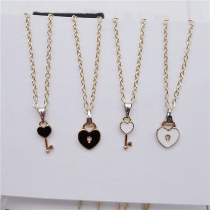 Couple Lock & Key Necklaces Set, 2Pcs