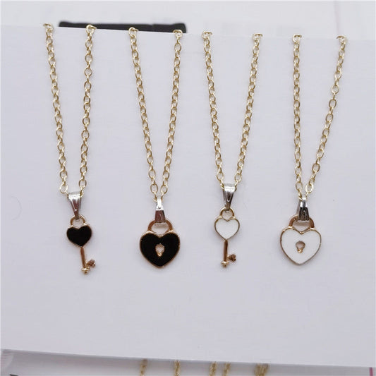 Couple Lock & Key Necklaces Set, 2Pcs