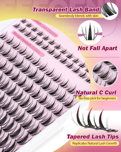 Eefofnn Manga Lash Clusters Kit – Fairy Spiky Lashes & Bottom Lashes (8-16mm)