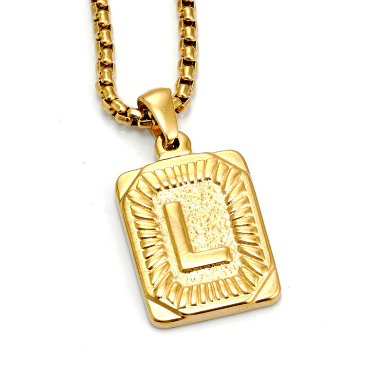 A-Z Alphabet Titanium Steel Letter Pendant Necklace