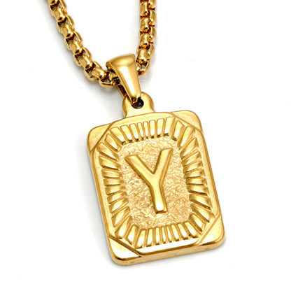 A-Z Alphabet Titanium Steel Letter Pendant Necklace