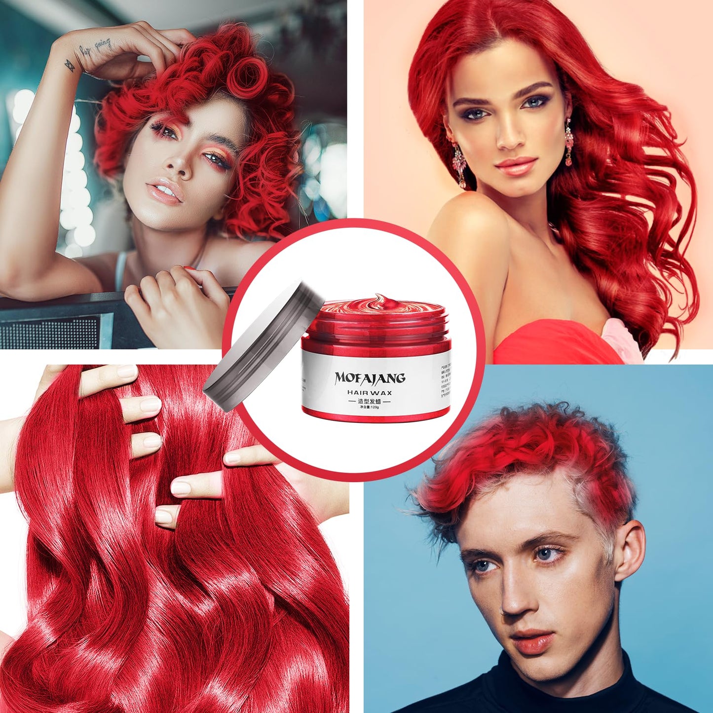 EFLY 4.23 oz Instant Hairstyle Cream – Temporary Red Hair Color Wax for Party & Cosplay