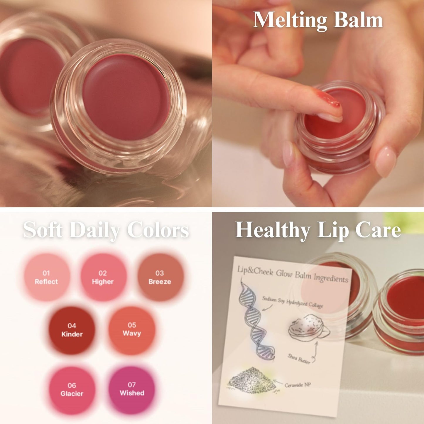 EGLIPS Lip & Cheek Glow Balm - Multi-Use Tinted Melting Balm for Lips & Cheeks (Glacier 06, 0.18 oz)