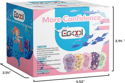 EGOOL Kids Adhesive Eye Patches – Hypoallergenic, Breathable, Colorful Patterns (45 + 5 Bonus)