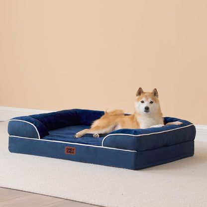 EHEYCIGA Egg-Crate Memory Foam Dog Bed – Waterproof, Large Navy (41 x 27 x 6.5 in)