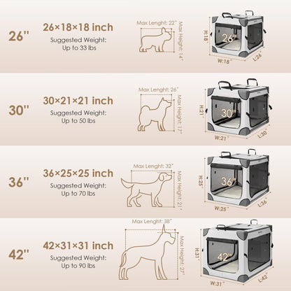 EHEYCIGA Collapsible Dog Crate 36 Inches | Portable Large Dog Kennel with 4-Door Mesh