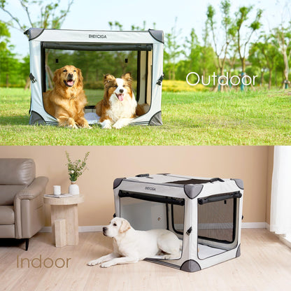 EHEYCIGA Collapsible Dog Crate 36 Inches | Portable Large Dog Kennel with 4-Door Mesh