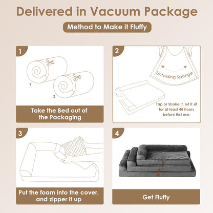 EHEYCIGA Memory Foam Dog Bed – Orthopedic, Waterproof, Non-Slip, 30x20x6 in (Dark Grey)