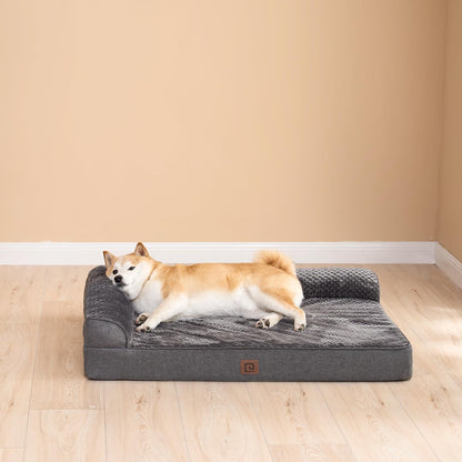 EHEYCIGA Memory Foam Dog Bed – Orthopedic, Waterproof, Non-Slip, 30x20x6 in (Dark Grey)
