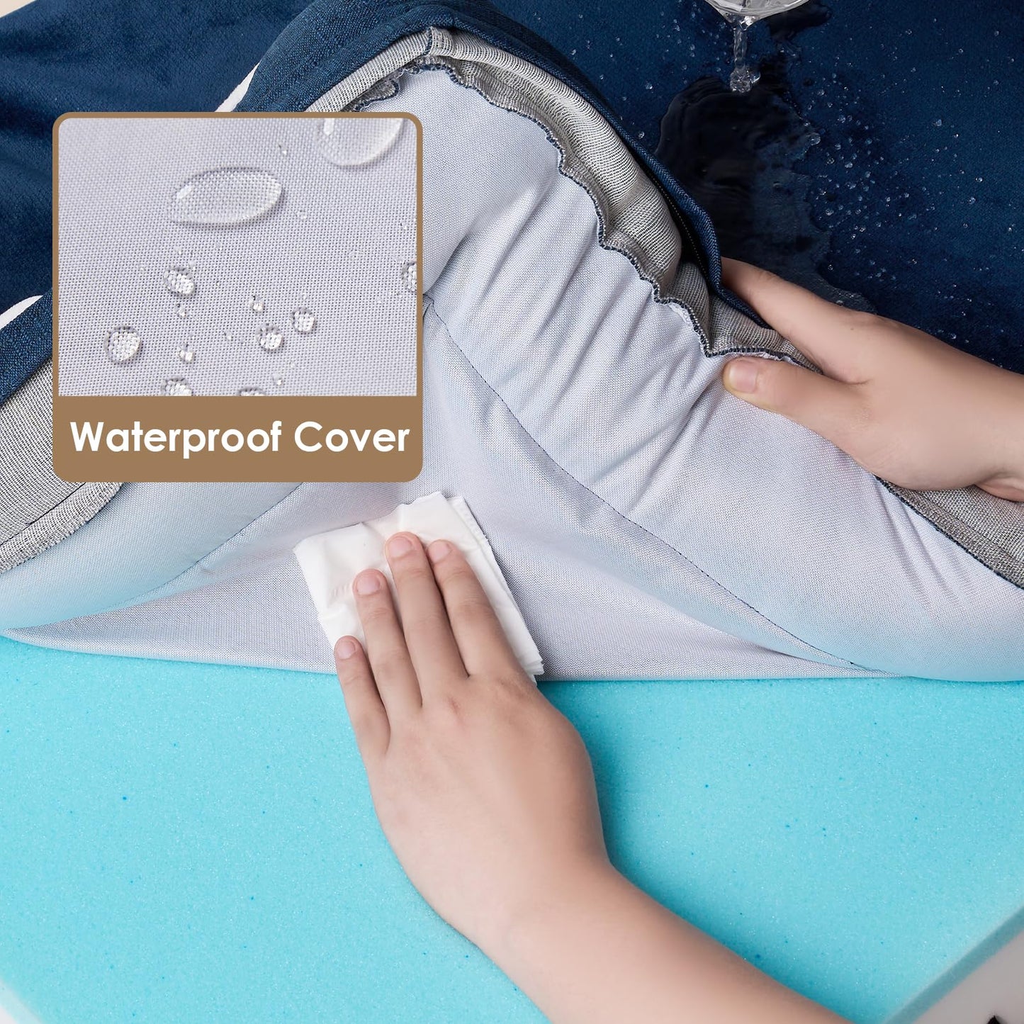 EHEYCIGA Egg-Crate Memory Foam Dog Bed – Waterproof, Large Navy (41 x 27 x 6.5 in)