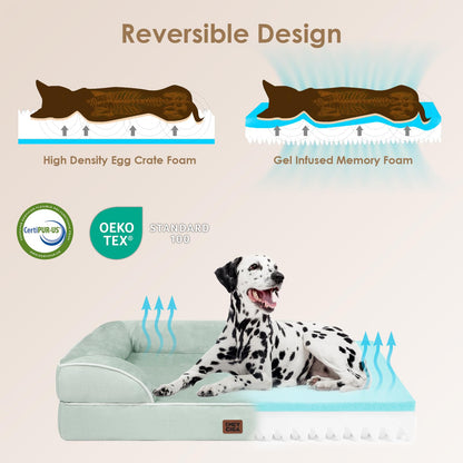 EHEYCIGA Orthopedic Dog Bed for Medium Dogs — Waterproof Memory Foam, Sage Green, 30L x 20W x 6.5H
