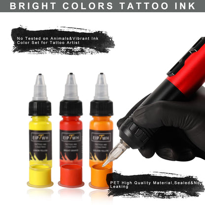 EIPTWH 14 Colors Tattoo Ink Set – 1/2oz Bottles for Bright, Long-Lasting Color