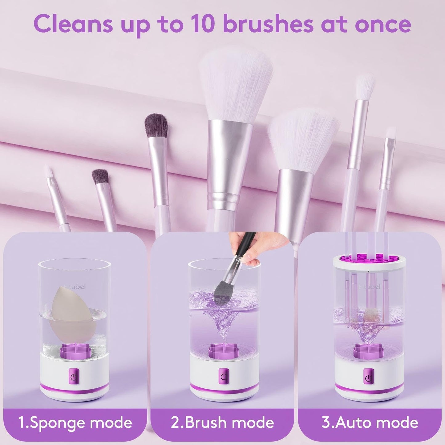 EITABEL 2-in-1 Makeup Brush Cleaner Machine | 7000 RPM Portable Auto Cleanser