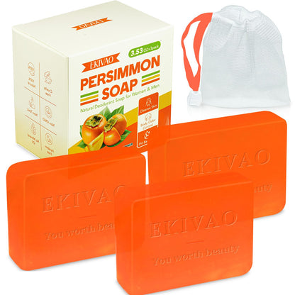 EKIVAO 3-Pack Persimmon Soap Bar – All-Natural Odor Control for All Ages