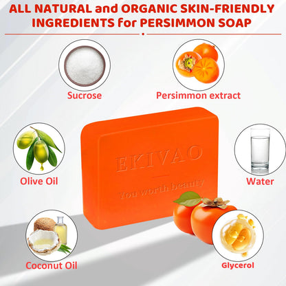 EKIVAO 3-Pack Persimmon Soap Bar – All-Natural Odor Control for All Ages